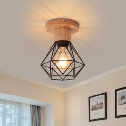 Goeco 2 Pack Retro Ceiling Lights, E27 Vintage Industrial Pendant Lights in Black - thumbnail 2
