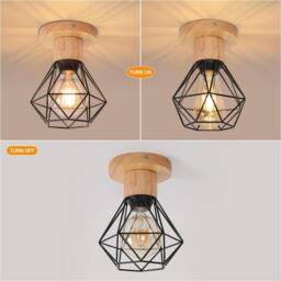Goeco 2 Pack Retro Ceiling Lights, E27 Vintage Industrial Pendant Lights in Black - thumbnail 8