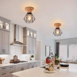 Goeco 2 Pack Retro Ceiling Lights, E27 Vintage Industrial Pendant Lights in Black - thumbnail 3