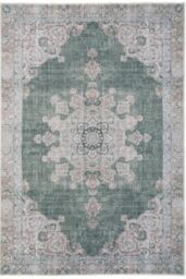 Kukoon Green Vintage Medallion Non Slip Washable Low Pile Rug in Light Green - Size: 160 cm x 230 cm - thumbnail 1