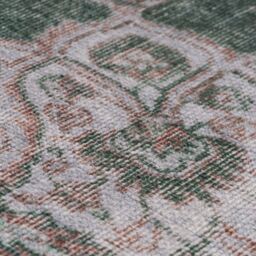 Kukoon Green Vintage Medallion Non Slip Washable Low Pile Rug in Light Green - Size: 160 cm x 230 cm - thumbnail 3