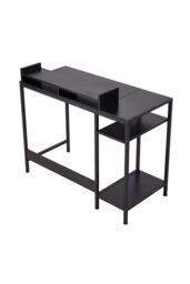 Living and Home Retro Office Desk with Monitor Stand & Storage Shelves, 100 x 46 x 84 cm in Black - thumbnail 4