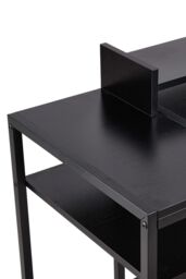 Living and Home Retro Office Desk with Monitor Stand & Storage Shelves, 100 x 46 x 84 cm in Black - thumbnail 5