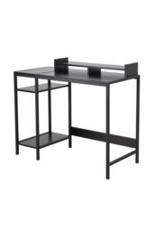 Living and Home Retro Office Desk with Monitor Stand & Storage Shelves, 100 x 46 x 84 cm in Black - thumbnail 2