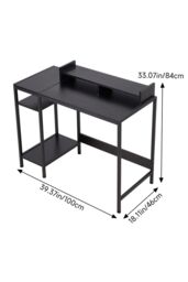 Living and Home Retro Office Desk with Monitor Stand & Storage Shelves, 100 x 46 x 84 cm in Black - thumbnail 8