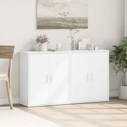 Berkfield Home Sideboards 2 pcs White 60x31x70 cm Engineered Wood - Size: 60 x 31 x 70 cm - thumbnail 1