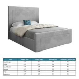 KDMD Macclesfield Upholstered Grey Soft Velvet Designer Bed Frame - Size: Small Single - thumbnail 7