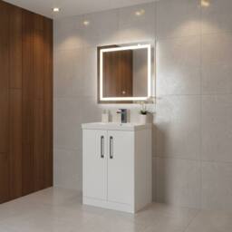 Balterley Bathroom 2 Soft Close Door & Mid-Edge Vanity Unit Basin, White, 600mm in White - thumbnail 3
