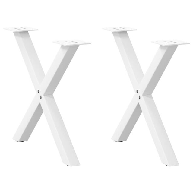 Berkfield Home Coffee Table Legs X-Shaped 2 pcs White 60x(42-43) cm Steel - image 1
