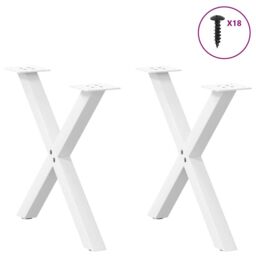 Berkfield Home Coffee Table Legs X-Shaped 2 pcs White 60x(42-43) cm Steel - thumbnail 3
