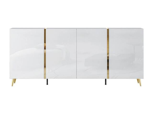 Vente-unique Sideboard With 4 Doors - 200 Cm - Gloss White & Gold - MARZIALO in Metallic Gold - image 1
