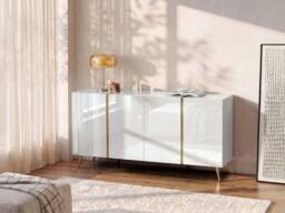 Vente-unique Sideboard With 4 Doors - 200 Cm - Gloss White & Gold - MARZIALO in Metallic Gold - thumbnail 3