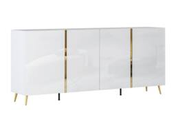 Vente-unique Sideboard With 4 Doors - 200 Cm - Gloss White & Gold - MARZIALO in Metallic Gold - thumbnail 5