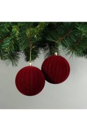 KDMD 10cm Burgundy Velvet Watermelon Baubles Set of 4