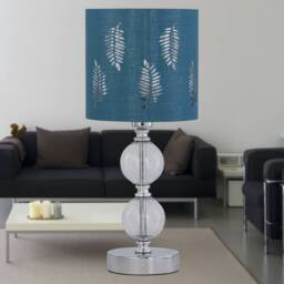 First Choice Lighting Chrome Two Ball Table Lamp with Teal Fern Shade in Silver - thumbnail 4