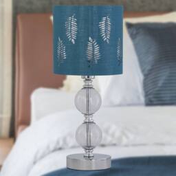 First Choice Lighting Chrome Two Ball Table Lamp with Teal Fern Shade in Silver - thumbnail 5