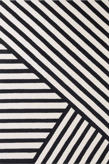 THE RUGS Ted Baker Noir Wool Handwoven Black White Geometric Rug - Size: 120 cm x 180 cm - image 1
