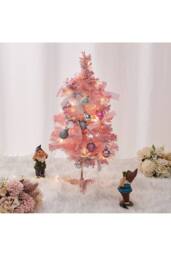 Living and Home Mini Artificial Pine Tree with Christmas Ornaments Decoration in Pink - thumbnail 1