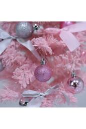 Living and Home Mini Artificial Pine Tree with Christmas Ornaments Decoration in Pink - thumbnail 4