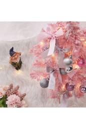 Living and Home Mini Artificial Pine Tree with Christmas Ornaments Decoration in Pink - thumbnail 3