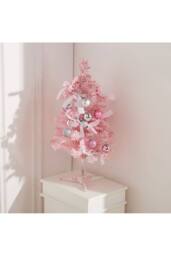 Living and Home Mini Artificial Pine Tree with Christmas Ornaments Decoration in Pink - thumbnail 2