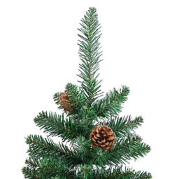 Berkfield Home Slim Christmas Tree with Real Wood & Cones Green 210 cm PVC - thumbnail 4