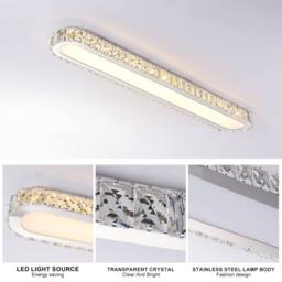 NIVOR 100cm 48W Dimmable Rectangle Crystal LED Ceiling Light Adjustment in Cool White - thumbnail 9