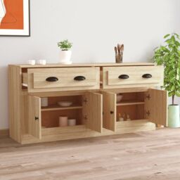 Berkfield Home Sideboards 2 pcs Sonoma Oak Engineered Wood in Brown - thumbnail 3