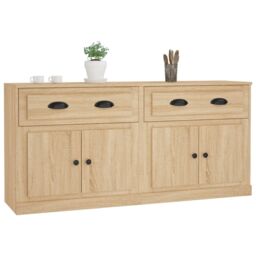 Berkfield Home Sideboards 2 pcs Sonoma Oak Engineered Wood in Brown - thumbnail 4