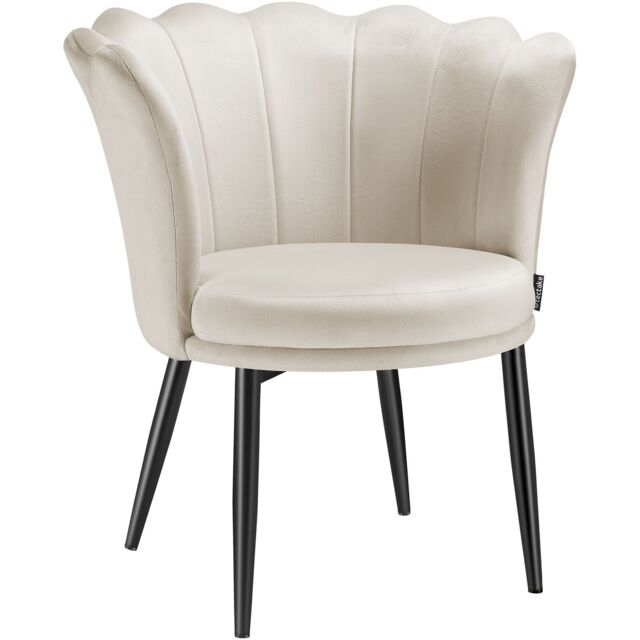 tectake Armchair Stella 1 - Velvet Cream/Black in Cream - Size: 1 Pack - image 1