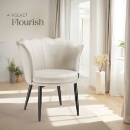 tectake Armchair Stella 1 - Velvet Cream/Black in Cream - Size: 1 Pack - thumbnail 8