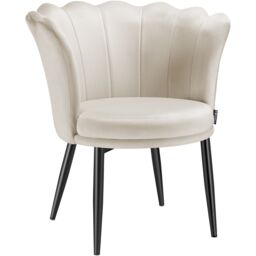 tectake Armchair Stella 1 - Velvet Cream/Black in Cream - Size: 1 Pack