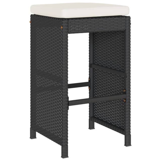 Berkfield Home Beautiful Garden Bar Stools with Cushions 4 pcs Black Poly Rattan - image 1