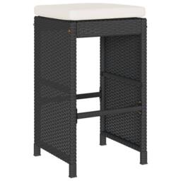 Berkfield Home Beautiful Garden Bar Stools with Cushions 4 pcs Black Poly Rattan