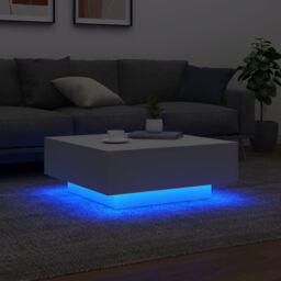 Berkfield Home Coffee Table with LED Lights White 80x80x31 cm - Size: 80 x 80 x 31 cm - thumbnail 4
