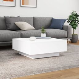 Berkfield Home Coffee Table with LED Lights White 80x80x31 cm - Size: 80 x 80 x 31 cm - thumbnail 5