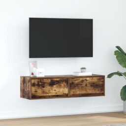 Berkfield Home TV Cabinet Smoked Oak 100x31x25, 5 cm Engineered Wood in Brown - thumbnail 1