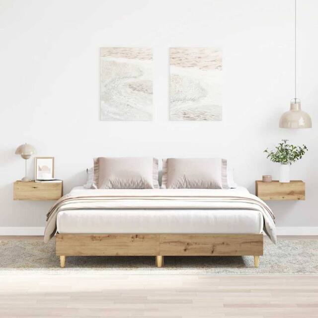 Berkfield Home Bed Frame No Mattress Artisan Oak 150x200 cm King Size Engineered Wood in Brown - image 1