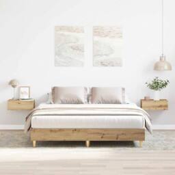 Berkfield Home Bed Frame No Mattress Artisan Oak 150x200 cm King Size Engineered Wood in Brown - thumbnail 1