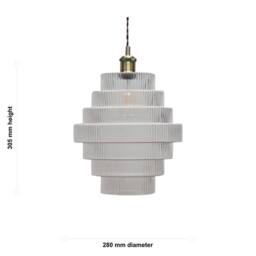 First Choice Lighting Set of 2 Benson - 7 Tier Ribbed Glass Easy Fit Pendant Lightshades in Clear - thumbnail 7