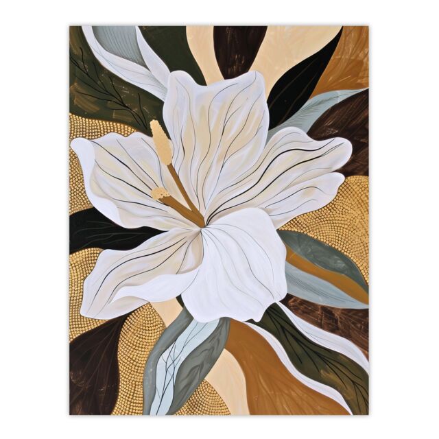 "Artery8 Lily Flower Painting Earth Tone Delicate Floral Wall Art Print in Brown - Size: W24"" x H32""" - image 1