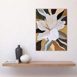 "Artery8 Lily Flower Painting Earth Tone Delicate Floral Wall Art Print in Brown - Size: W24"" x H32""" - thumbnail 4