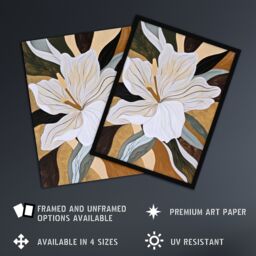 "Artery8 Lily Flower Painting Earth Tone Delicate Floral Wall Art Print in Brown - Size: W24"" x H32""" - thumbnail 2