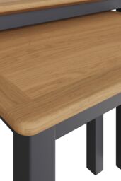 FWStyle Oak Nest Of 2 Tables Graphite Blue Ready Assembled in Dark Blue - thumbnail 5