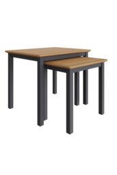 FWStyle Oak Nest Of 2 Tables Graphite Blue Ready Assembled in Dark Blue - thumbnail 4