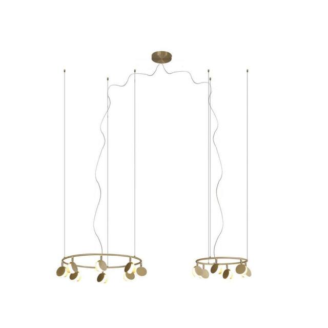 Netlighting Shell 8+6 Light Pendant Round 70W LED 3000K 3710lm Gold 3yrs Warranty - image 1
