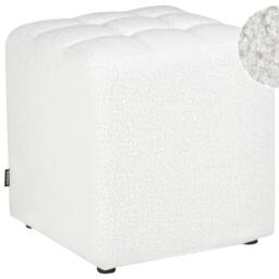 Wyld and Coco White Boucle Footstool 38 cm Square - Chevron Upholstery - thumbnail 2