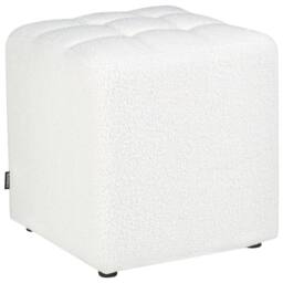 Wyld and Coco White Boucle Footstool 38 cm Square - Chevron Upholstery - thumbnail 3