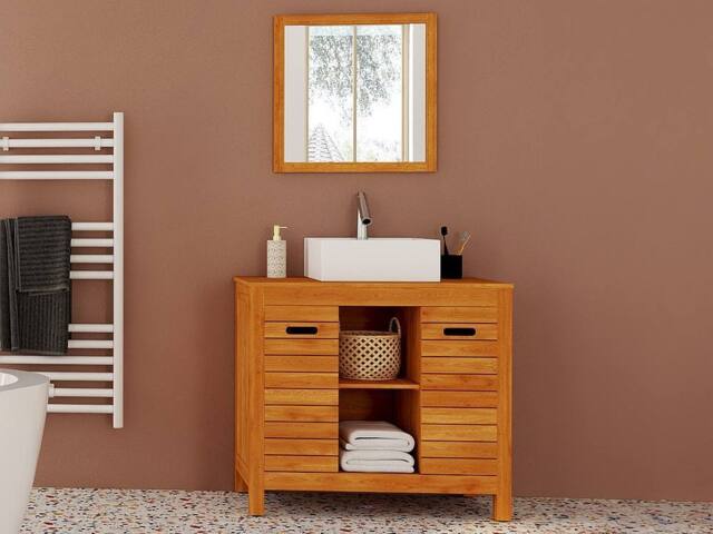 Vente-unique Acacia Wood Vanity Unit - 90 Cm - PULUKAN in Walnut - image 1