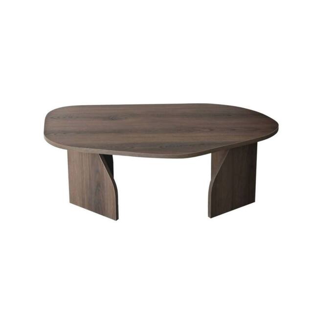 CALICOSY Coffee Table With Ally Shaped Top & Wide Legs, 100 Cm Long - ROCK in Walnut - image 1